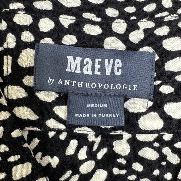 Maeve by Anthropologie Dress Womens Medium Black White Abstract Print Viscose - Picture 4 of 10